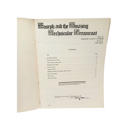 Joseph and the Amazing Technicolor Dreamcoat MUSIC BOOK Andrew Lloyd Webber VNTG - Picture 3 of 9